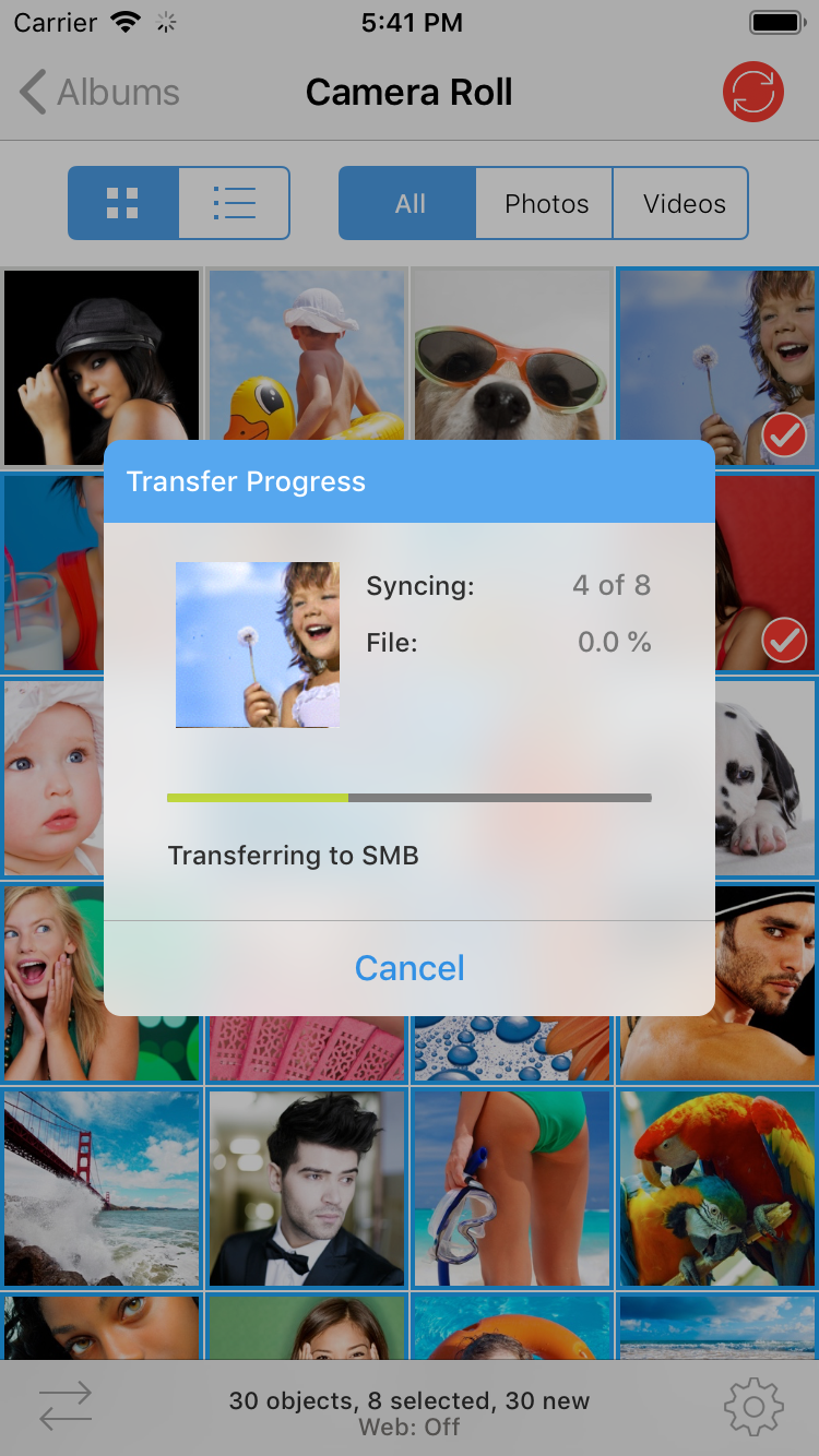 Transfer photos to SMB