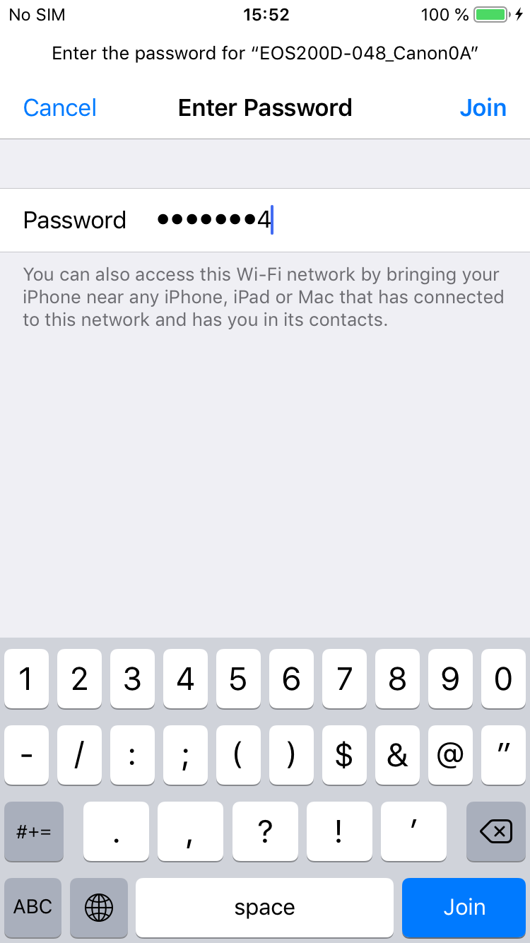 iOS: Enter Wi-Fi password