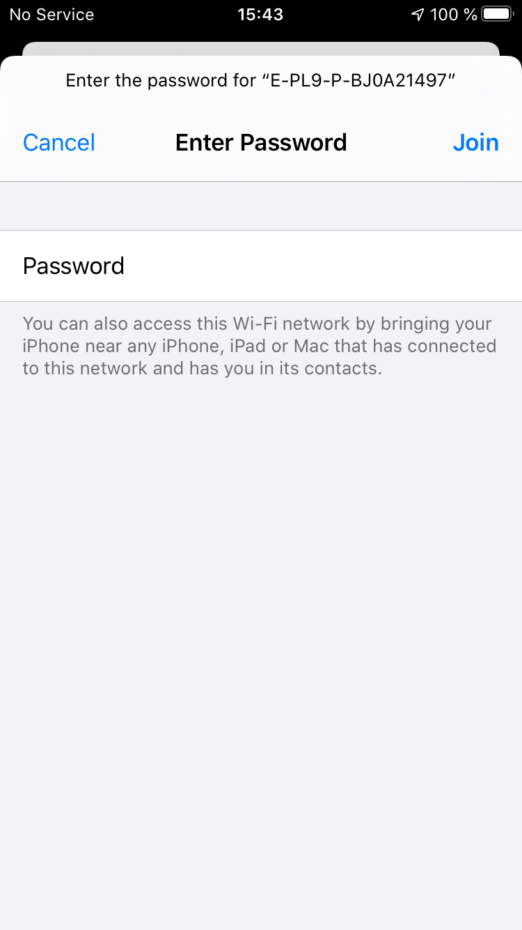 iOS: Enter Wi-Fi password
