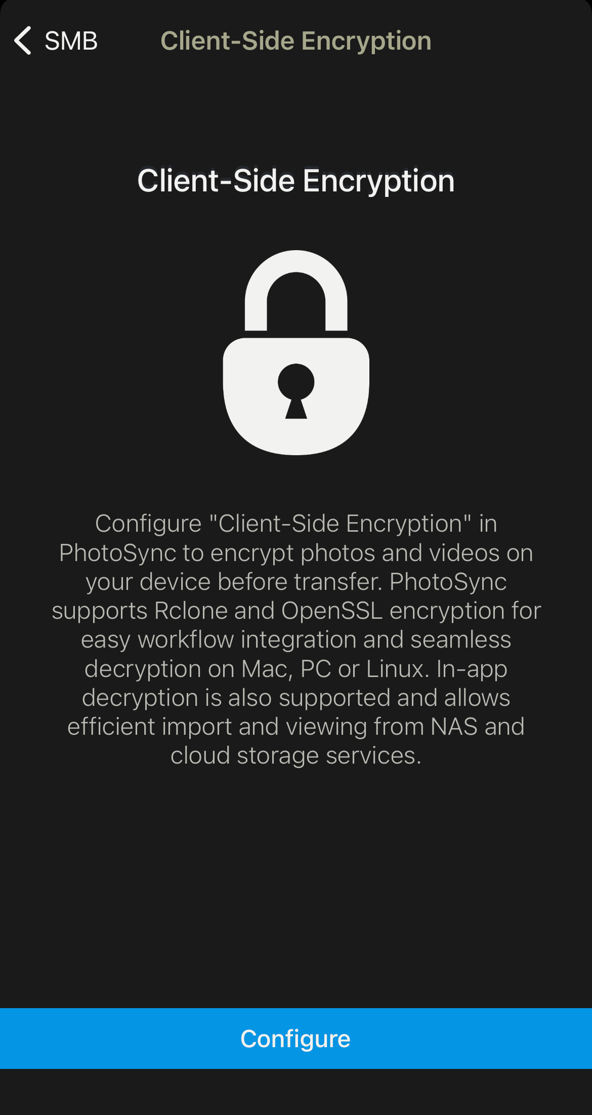 Encryption Introduction Screen  