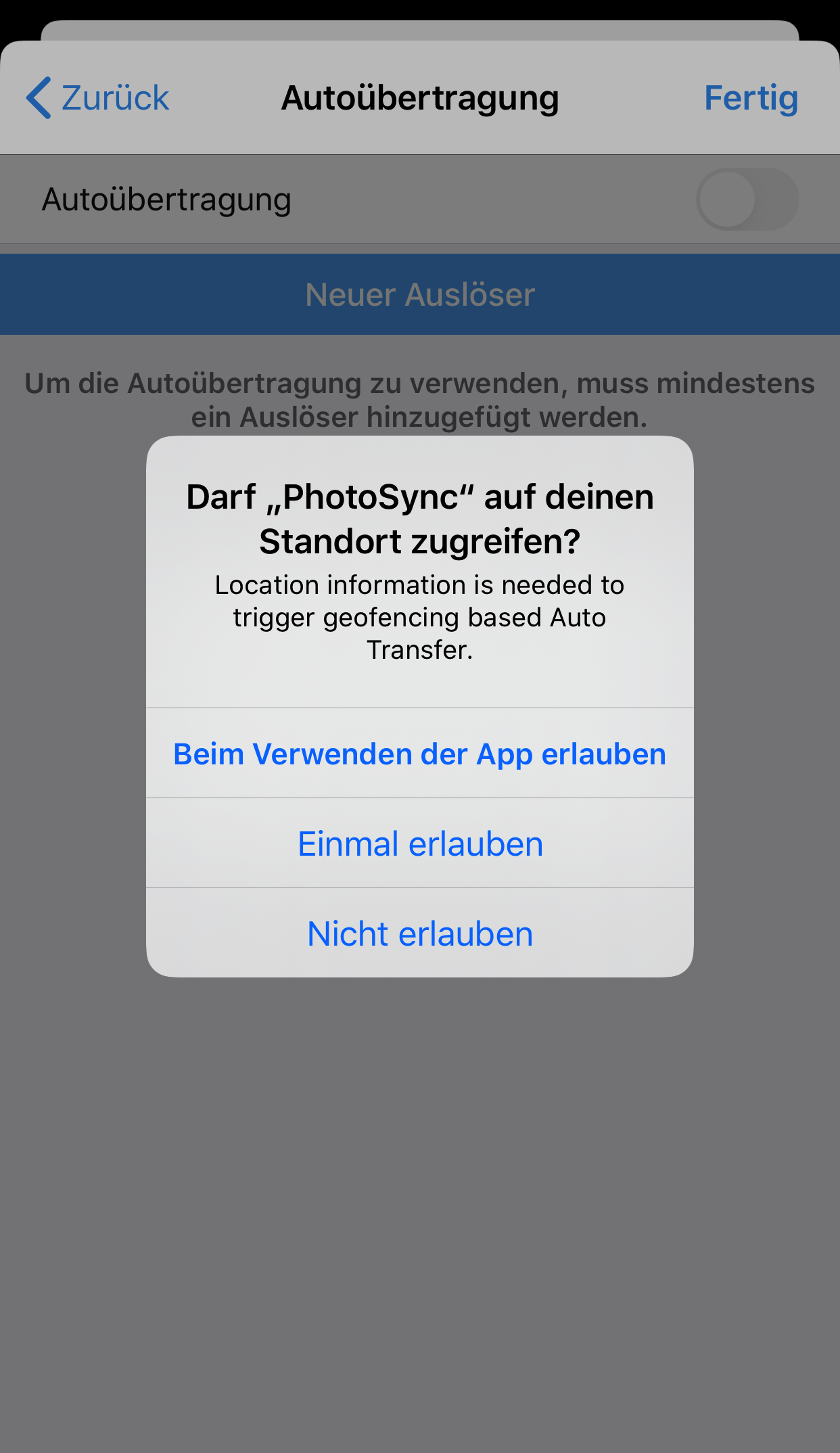 iOS-Abfrage für den Standortzugriff