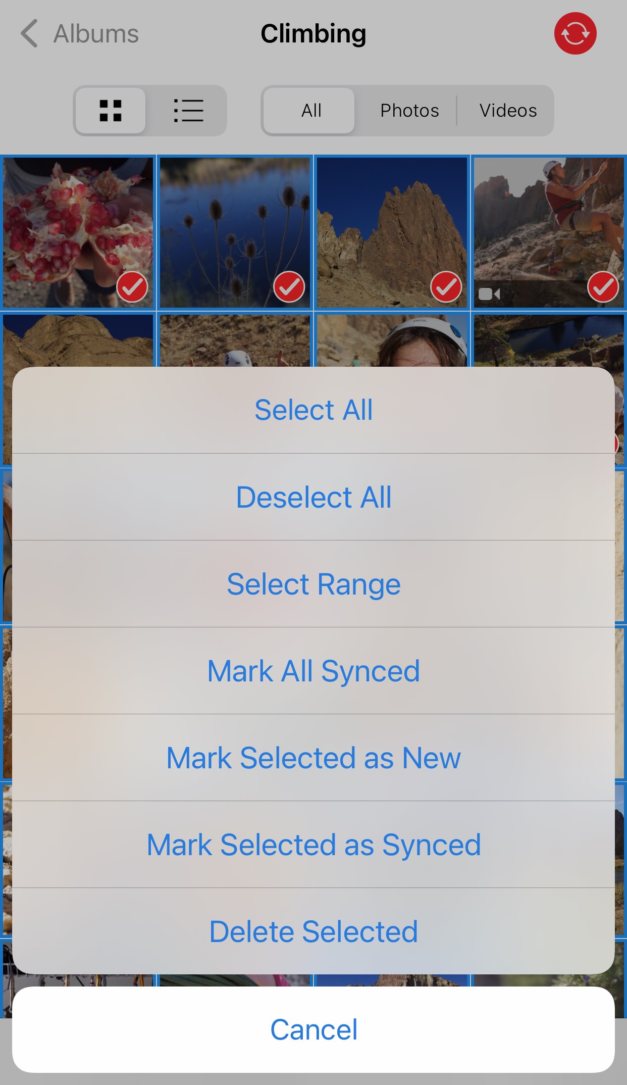 Modify Selection menu
