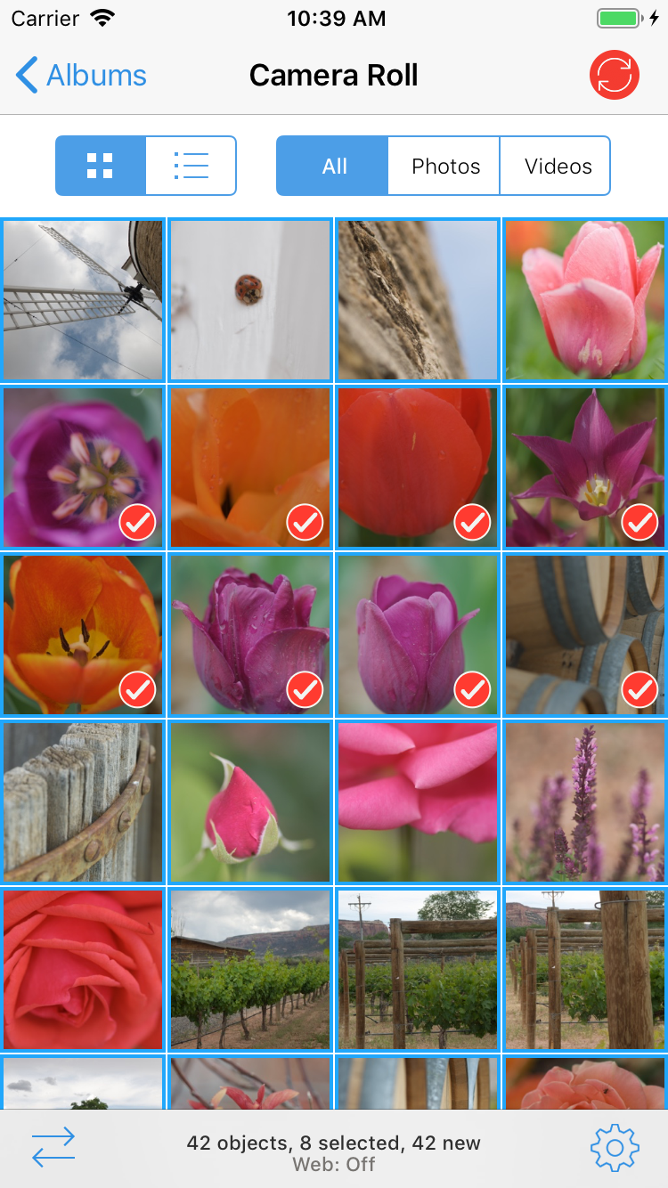 Photo and video selection on an iPhone