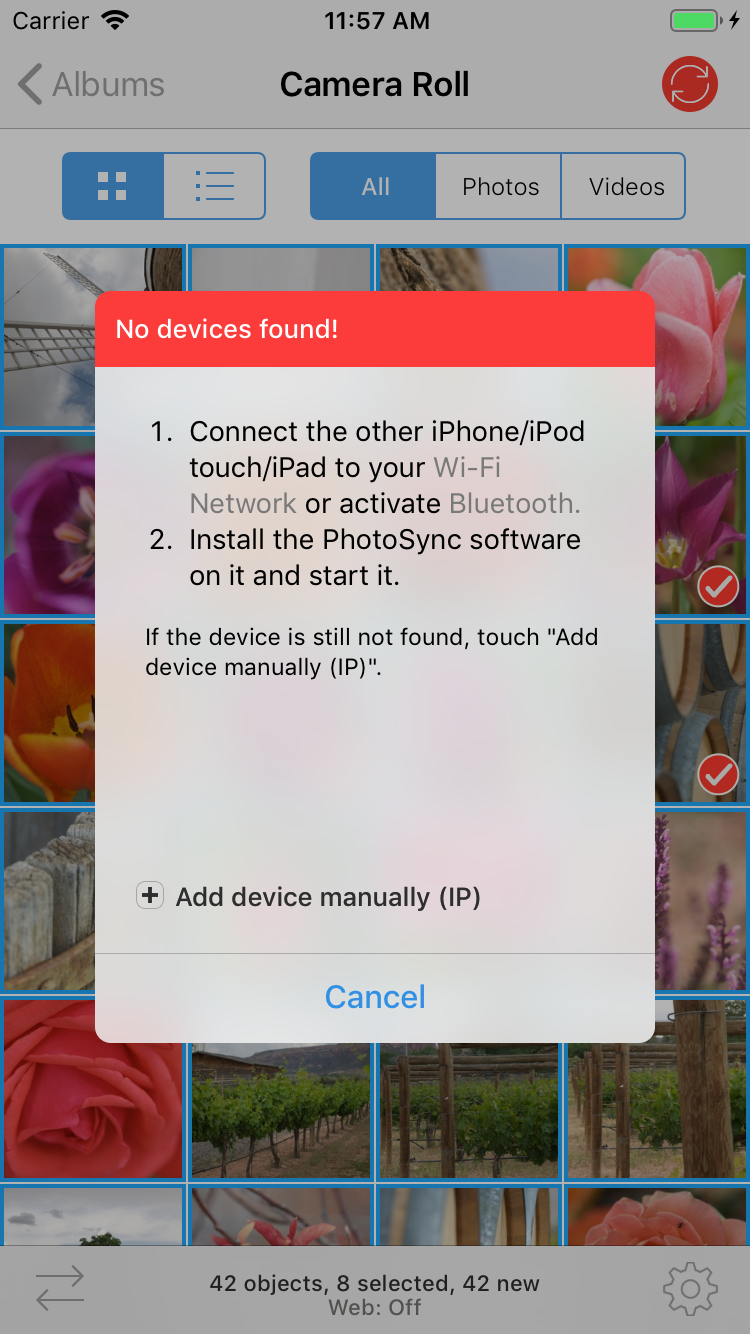 No device found on an iPhone